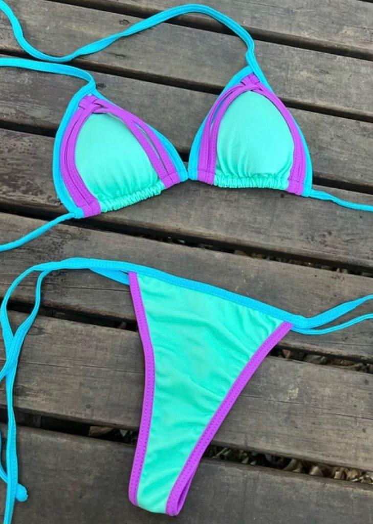 Bikini Para Bronceo Con Sesgos De Colores White Saradise Swimwear